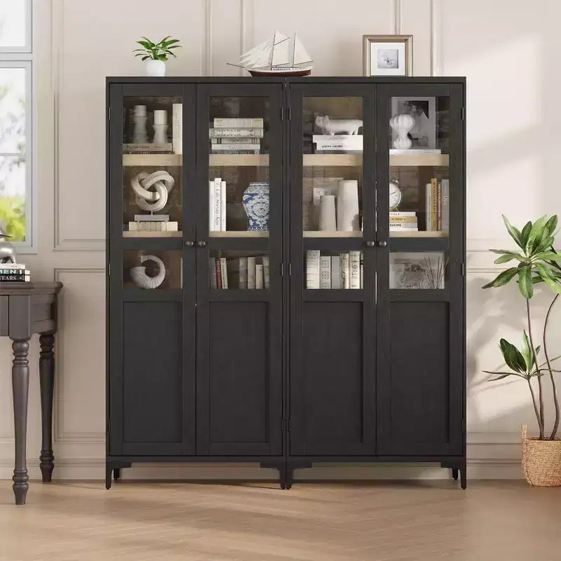 Meuble de rangement haut de 160 cm avec 2 portes, armoire de cuisine 5 niveaux, étagères réglables pour cuisine, salle à manger, salle de bain