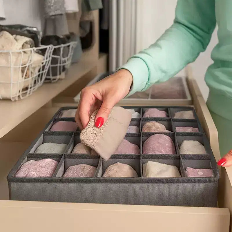 Organisateur de tiroir pour vêtements, Organiseur de commode 16 cellules, Séparateur pour chaussettes et sous-vêtements, Organisateur de placard et de rangement pour chambre de bébé, Gris