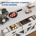 Buffet vaisselier 70 po, Meuble de rangement de cuisine avec 3 tiroirs, Meuble de bar à café en bois, Console d'entrée pour salle à manger et salon