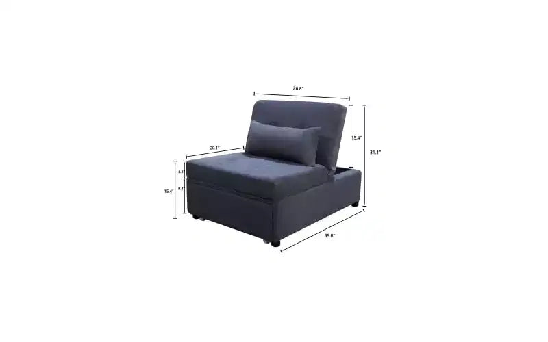 Tabouret de lit ajustable 4 en 1, chaise de canapé d'appoint, lit de repos moderne avec dossier réglable et oreiller