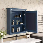 Meuble haut de salle de bain mural avec miroir, armoire à pharmacie avec étagère réglable en hauteur, blanc