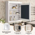 Meuble haut de salle de bain mural avec miroir, armoire à pharmacie avec étagère réglable en hauteur, blanc