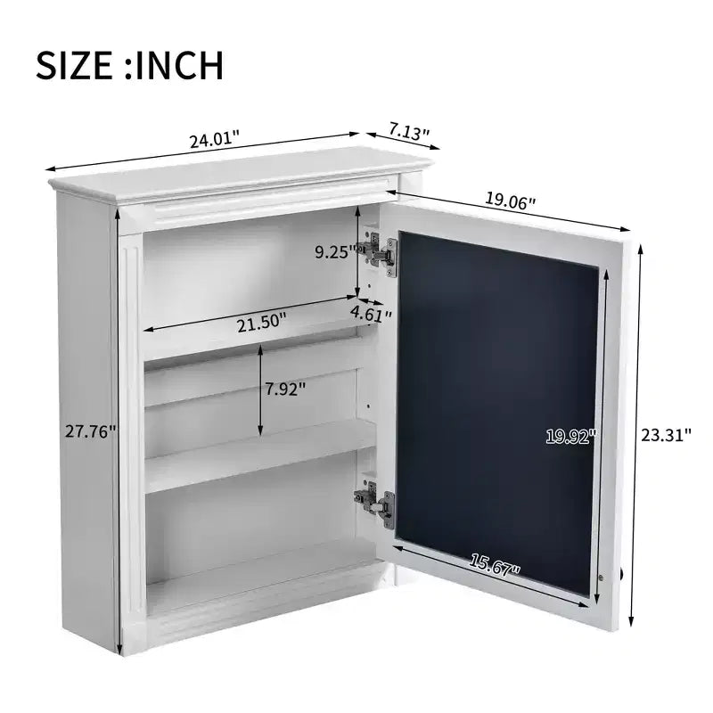 Meuble haut de salle de bain mural avec miroir, armoire à pharmacie avec étagère réglable en hauteur, blanc