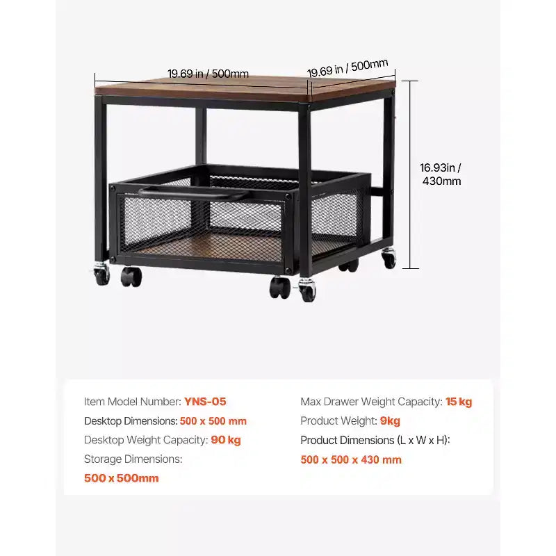 Support pour mini-réfrigérateur avec rangement, table pour mini-réfrigérateur de 90 kg avec chariot de rangement mobile et roulettes pivotantes, support pour réfrigérateur à boissons, marron clair
