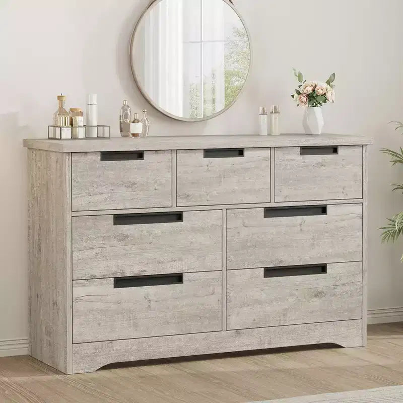 Commode de chambre à coucher avec 7 tiroirs, chiffonnier en bois pour placard, meuble de rangement pour couloir, salon et bureau