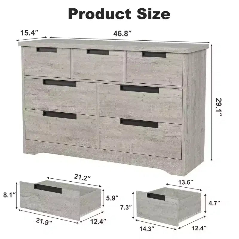 Commode de chambre à coucher avec 7 tiroirs, chiffonnier en bois pour placard, meuble de rangement pour couloir, salon et bureau