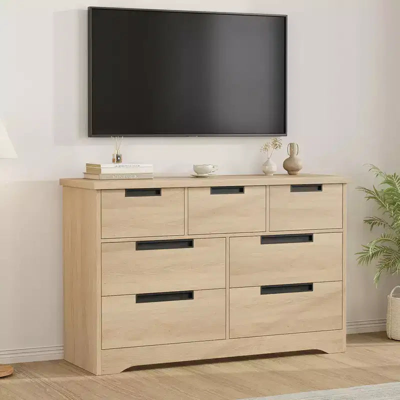 Commode de chambre à coucher avec 7 tiroirs, chiffonnier en bois pour placard, meuble de rangement pour couloir, salon et bureau