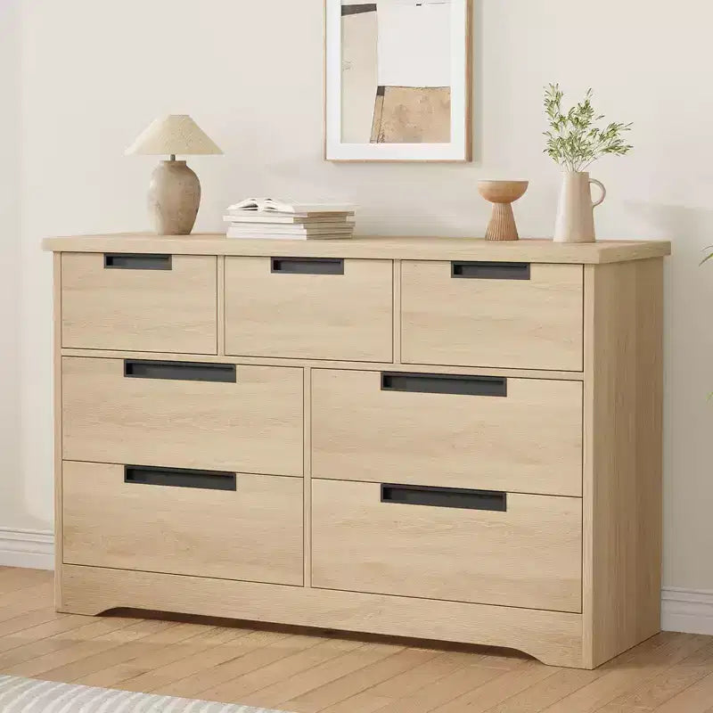 Commode de chambre à coucher avec 7 tiroirs, chiffonnier en bois pour placard, meuble de rangement pour couloir, salon et bureau