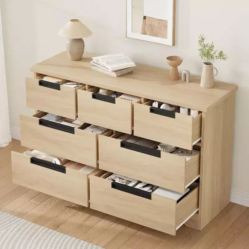 Commode de chambre à coucher avec 7 tiroirs, chiffonnier en bois pour placard, meuble de rangement pour couloir, salon et bureau
