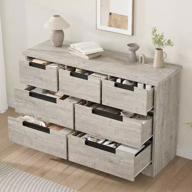 Commode de chambre à coucher avec 7 tiroirs, chiffonnier en bois pour placard, meuble de rangement pour couloir, salon et bureau
