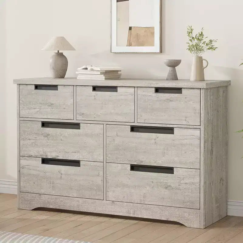 Commode de chambre à coucher avec 7 tiroirs, chiffonnier en bois pour placard, meuble de rangement pour couloir, salon et bureau