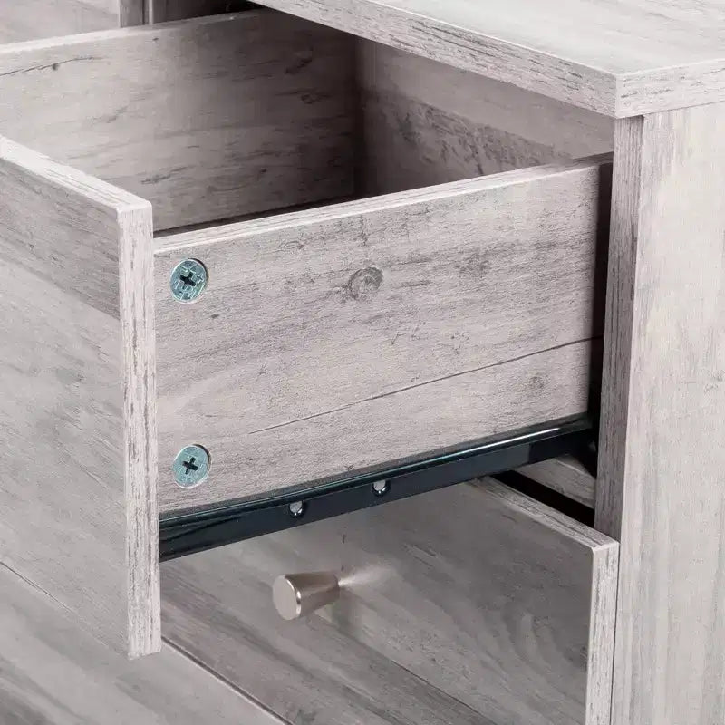 Commode 6 tiroirs en aggloméré gris L. 66 cm