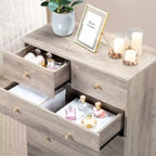 Commode 6 tiroirs en aggloméré gris L. 66 cm