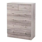 Commode 6 tiroirs en aggloméré gris L. 66 cm