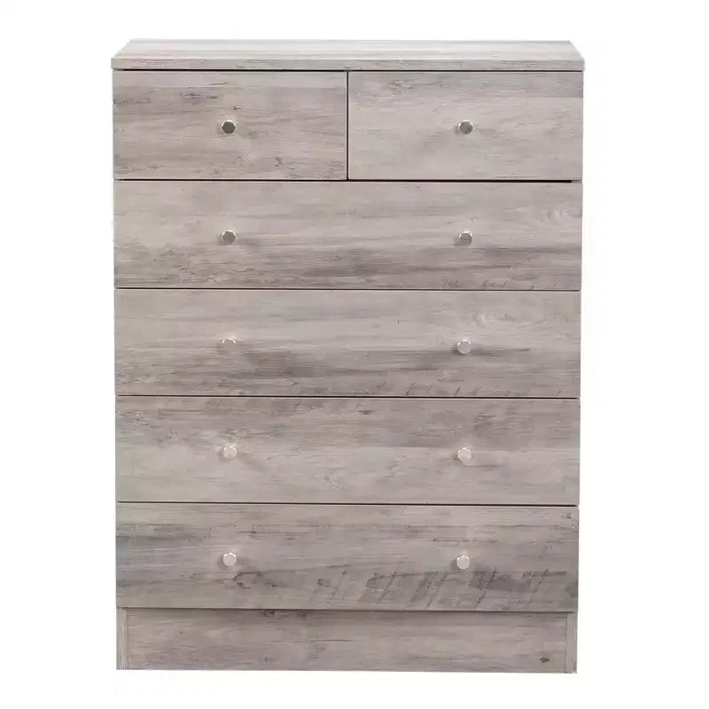 Commode 6 tiroirs en aggloméré gris L. 66 cm