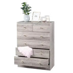 Commode 6 tiroirs en aggloméré gris L. 66 cm