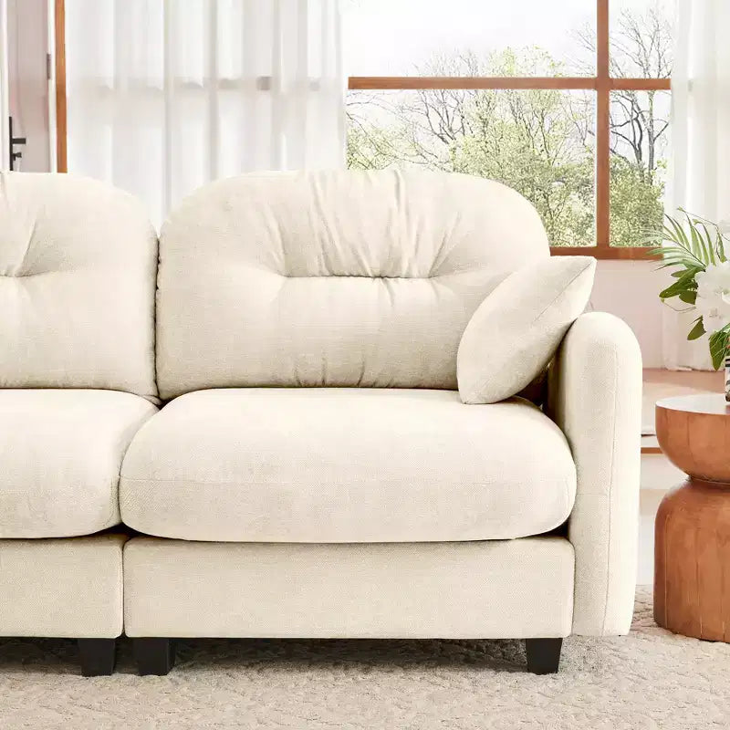 Causeuse en chenille Cloud Touch - Dossier capitonné, Mousse ergonomique haute densité, Base en bois massif, 2 places, Format appartement