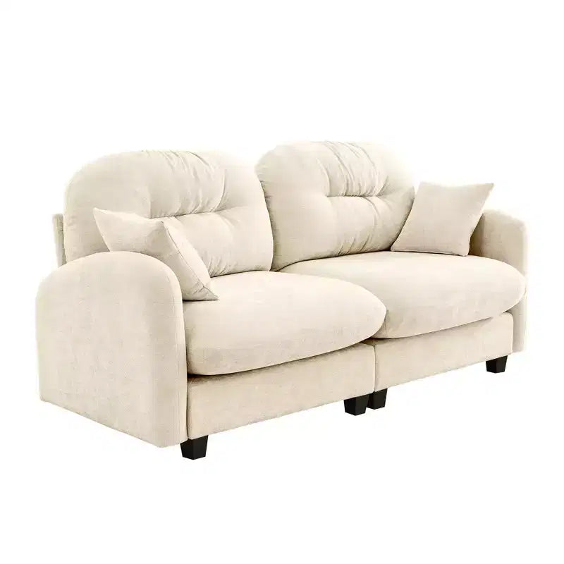 Causeuse en chenille Cloud Touch - Dossier capitonné, Mousse ergonomique haute densité, Base en bois massif, 2 places, Format appartement