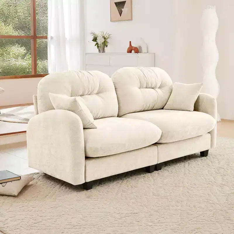 Causeuse en chenille Cloud Touch - Dossier capitonné, Mousse ergonomique haute densité, Base en bois massif, 2 places, Format appartement