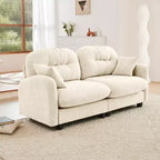 Causeuse en chenille Cloud Touch - Dossier capitonné, Mousse ergonomique haute densité, Base en bois massif, 2 places, Format appartement