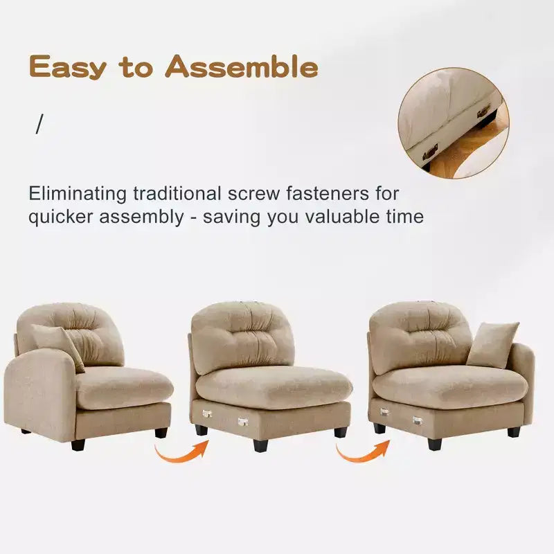 Causeuse en chenille Cloud Touch - Dossier capitonné, Mousse ergonomique haute densité, Base en bois massif, 2 places, Format appartement