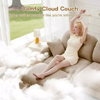 Causeuse en chenille Cloud Touch - Dossier capitonné, Mousse ergonomique haute densité, Base en bois massif, 2 places, Format appartement