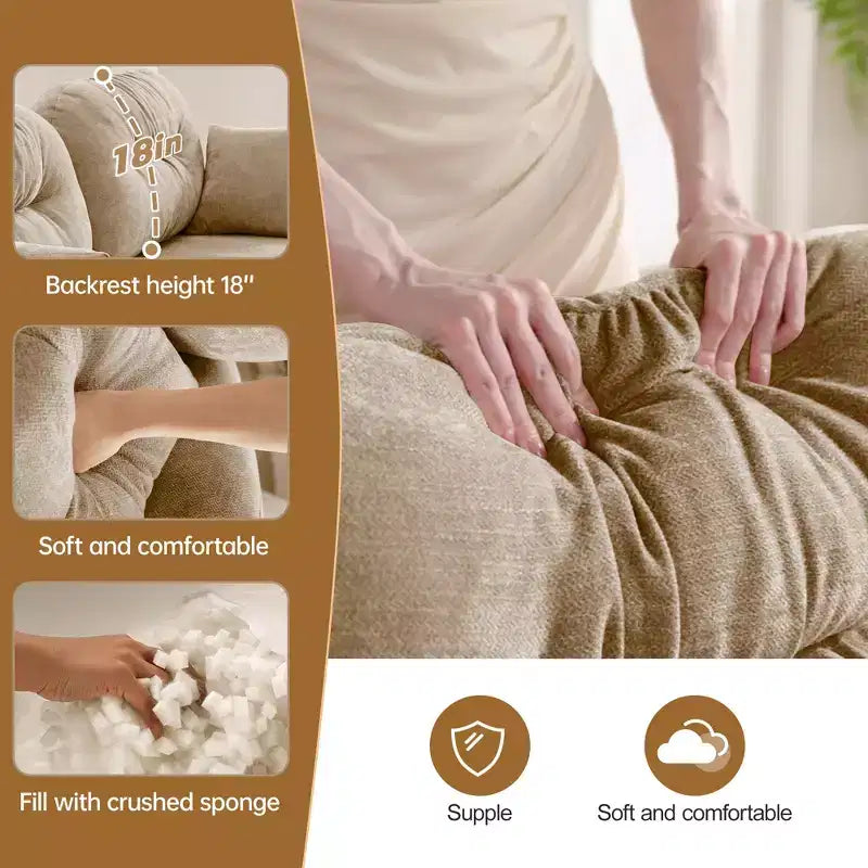 Causeuse en chenille Cloud Touch - Dossier capitonné, Mousse ergonomique haute densité, Base en bois massif, 2 places, Format appartement