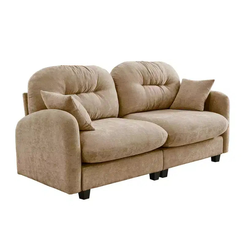 Causeuse en chenille Cloud Touch - Dossier capitonné, Mousse ergonomique haute densité, Base en bois massif, 2 places, Format appartement