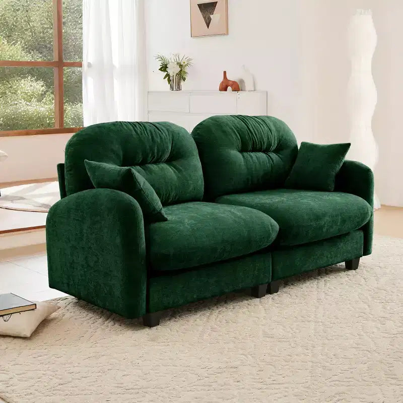 Causeuse en chenille Cloud Touch - Dossier capitonné, Mousse ergonomique haute densité, Base en bois massif, 2 places, Format appartement