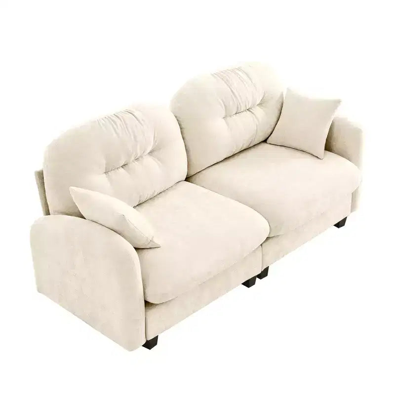 Causeuse en chenille Cloud Touch - Dossier capitonné, Mousse ergonomique haute densité, Base en bois massif, 2 places, Format appartement
