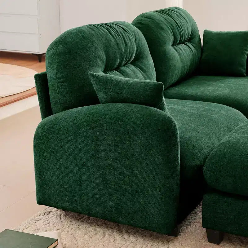 Causeuse en chenille Cloud Touch - Dossier capitonné, Mousse ergonomique haute densité, Base en bois massif, 2 places, Format appartement