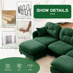 Causeuse en chenille Cloud Touch - Dossier capitonné, Mousse ergonomique haute densité, Base en bois massif, 2 places, Format appartement