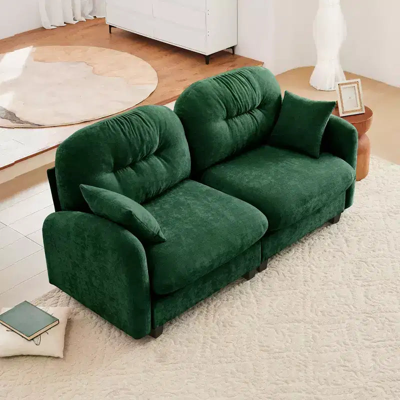 Causeuse en chenille Cloud Touch - Dossier capitonné, Mousse ergonomique haute densité, Base en bois massif, 2 places, Format appartement