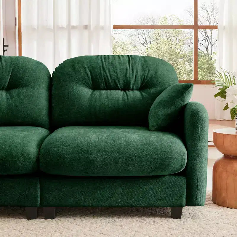 Causeuse en chenille Cloud Touch - Dossier capitonné, Mousse ergonomique haute densité, Base en bois massif, 2 places, Format appartement
