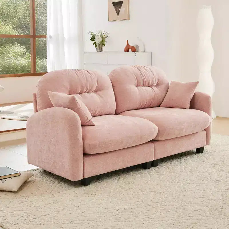 Causeuse en chenille Cloud Touch - Dossier capitonné, Mousse ergonomique haute densité, Base en bois massif, 2 places, Format appartement
