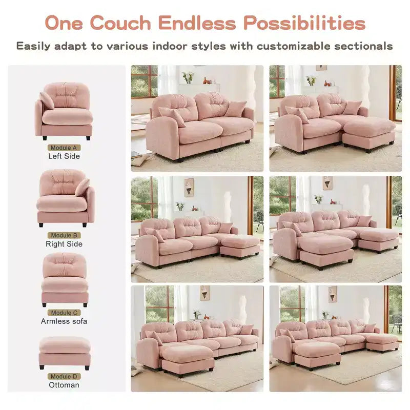 Causeuse en chenille Cloud Touch - Dossier capitonné, Mousse ergonomique haute densité, Base en bois massif, 2 places, Format appartement