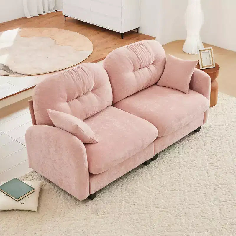 Causeuse en chenille Cloud Touch - Dossier capitonné, Mousse ergonomique haute densité, Base en bois massif, 2 places, Format appartement