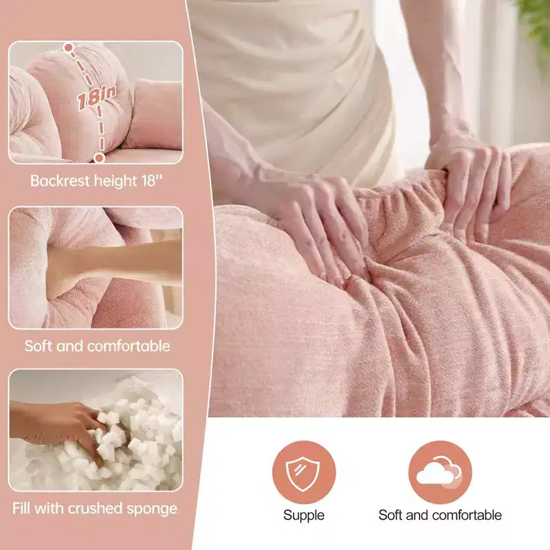 Causeuse en chenille Cloud Touch - Dossier capitonné, Mousse ergonomique haute densité, Base en bois massif, 2 places, Format appartement