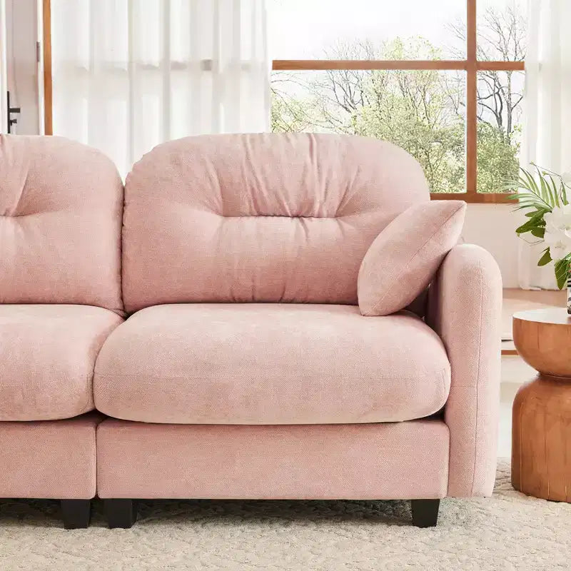 Causeuse en chenille Cloud Touch - Dossier capitonné, Mousse ergonomique haute densité, Base en bois massif, 2 places, Format appartement