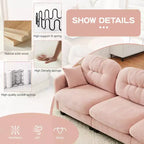 Causeuse en chenille Cloud Touch - Dossier capitonné, Mousse ergonomique haute densité, Base en bois massif, 2 places, Format appartement