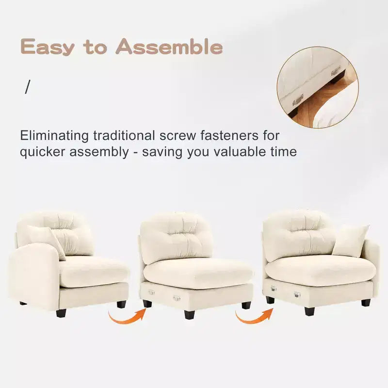 Causeuse en chenille Cloud Touch - Dossier capitonné, Mousse ergonomique haute densité, Base en bois massif, 2 places, Format appartement