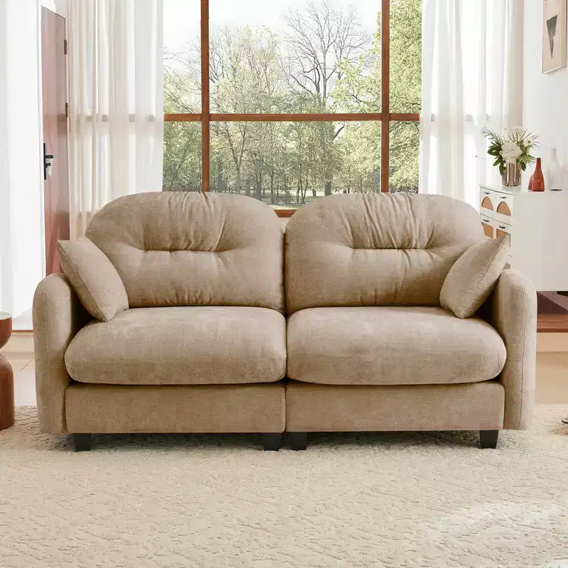 Causeuse en chenille Cloud Touch - Dossier capitonné, Mousse ergonomique haute densité, Base en bois massif, 2 places, Format appartement