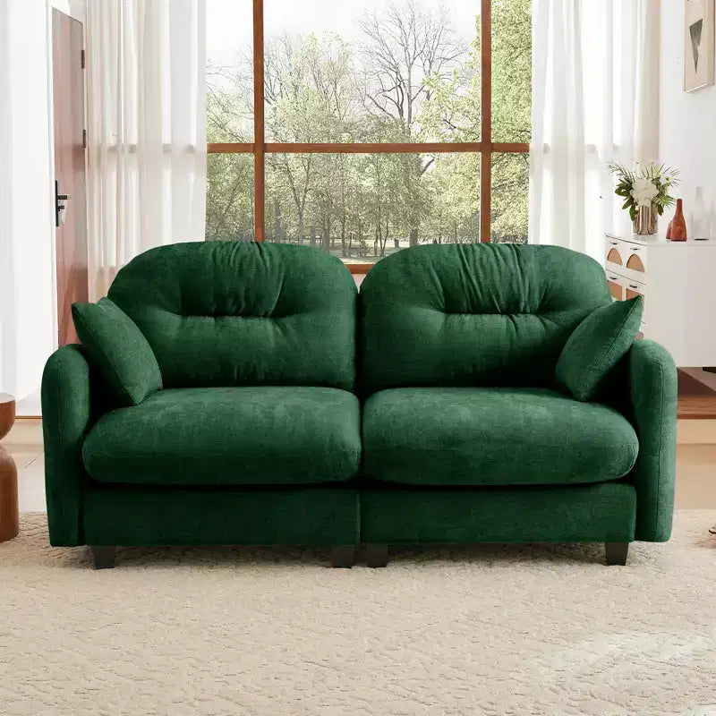 Causeuse en chenille Cloud Touch - Dossier capitonné, Mousse ergonomique haute densité, Base en bois massif, 2 places, Format appartement