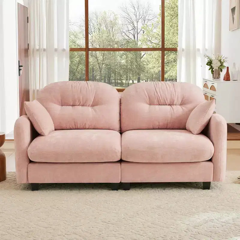 Causeuse en chenille Cloud Touch - Dossier capitonné, Mousse ergonomique haute densité, Base en bois massif, 2 places, Format appartement