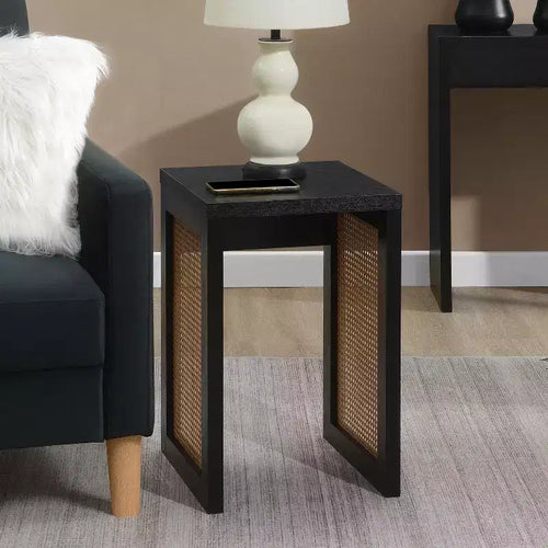 HomeStock 24 in.H Beige Color Square Wood Table Top End Table 1 -piece