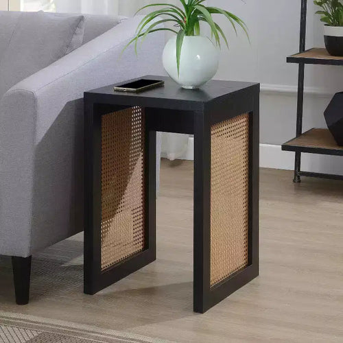 Table d'appoint carrée en bois coloris beige de 24 po (61 cm) de haut 1 pièce
