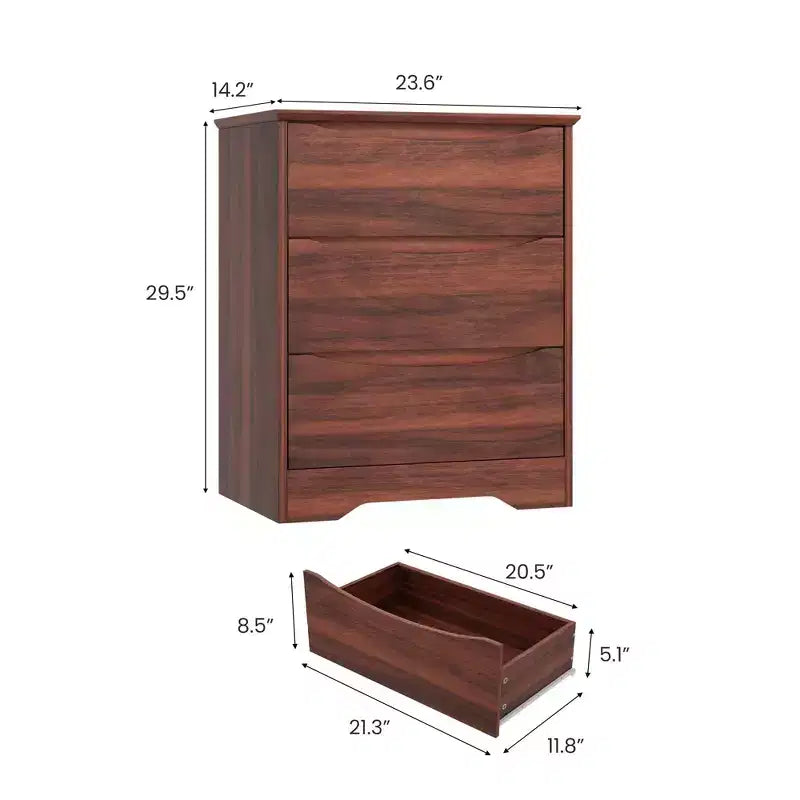 Commode à 3 tiroirs pour chambre à coucher, commode en bois de 75 cm de haut, petite commode de chevet, organisateur de rangement de vêtements pour chambre à coucher, couloir