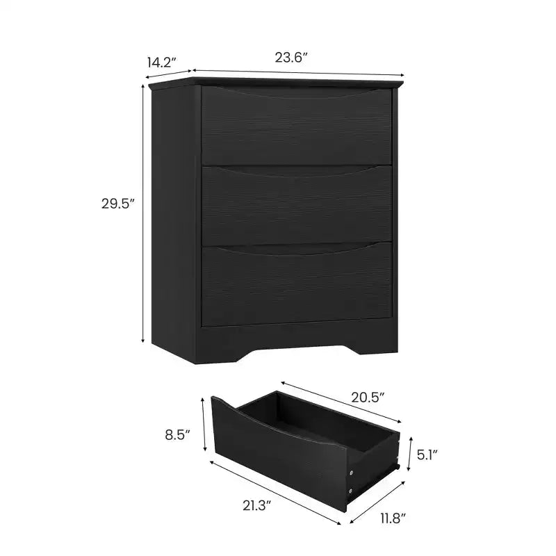 Commode à 3 tiroirs pour chambre à coucher, commode en bois de 75 cm de haut, petite commode de chevet, organisateur de rangement de vêtements pour chambre à coucher, couloir