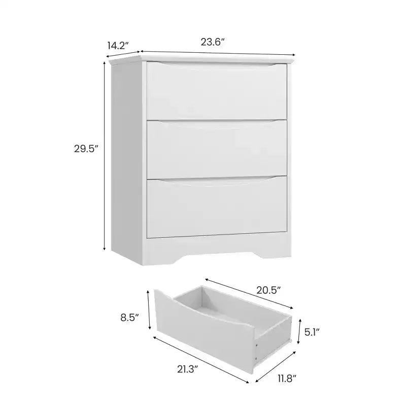Commode à 3 tiroirs pour chambre à coucher, commode en bois de 75 cm de haut, petite commode de chevet, organisateur de rangement de vêtements pour chambre à coucher, couloir