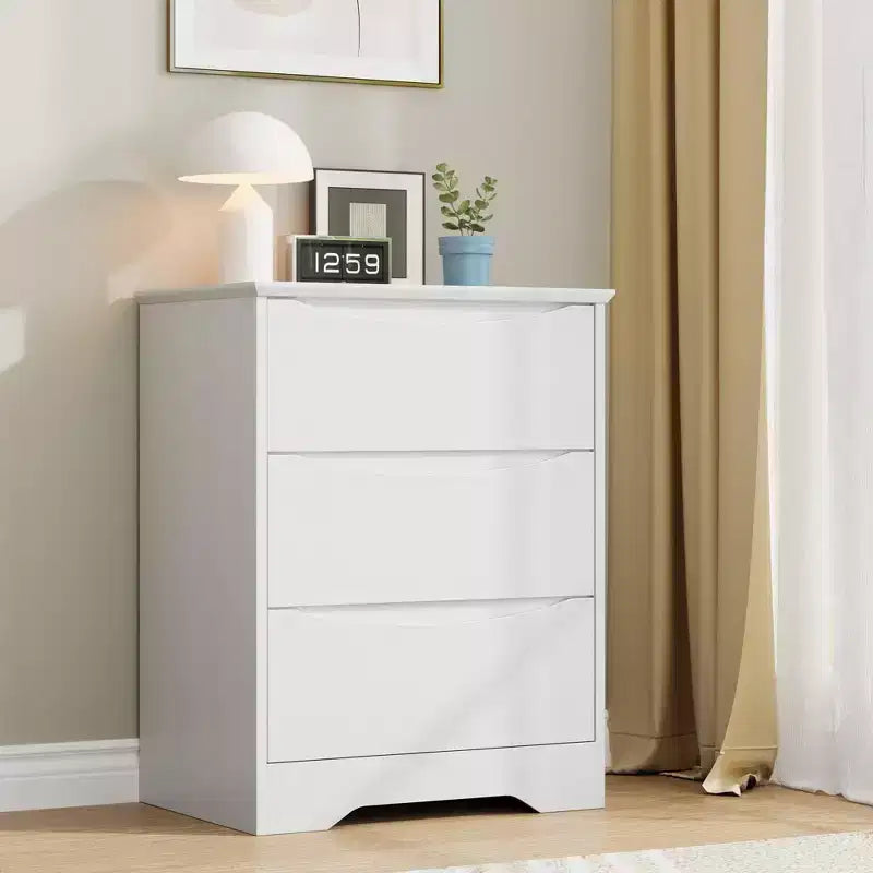 Commode à 3 tiroirs pour chambre à coucher, commode en bois de 75 cm de haut, petite commode de chevet, organisateur de rangement de vêtements pour chambre à coucher, couloir